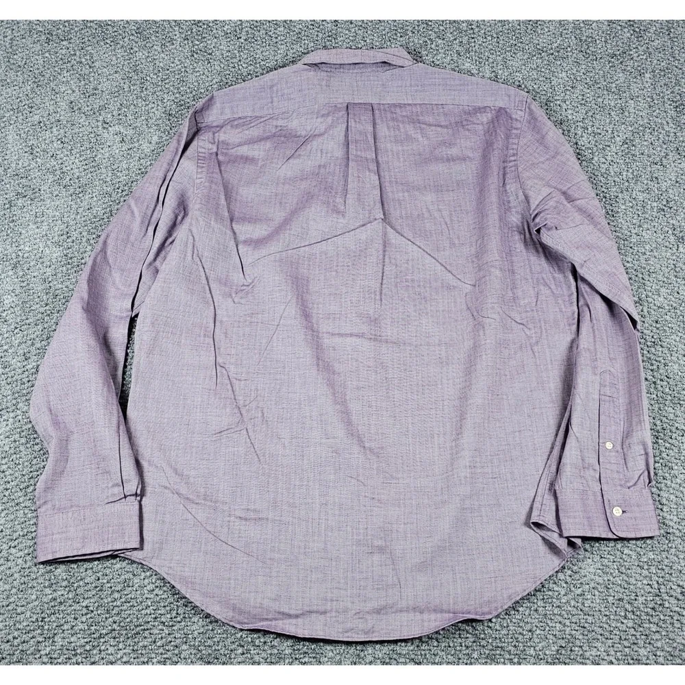 Polo Ralph‎ Lauren Mens Button Down Shirt Purple Herringbone Classic Fit Size L